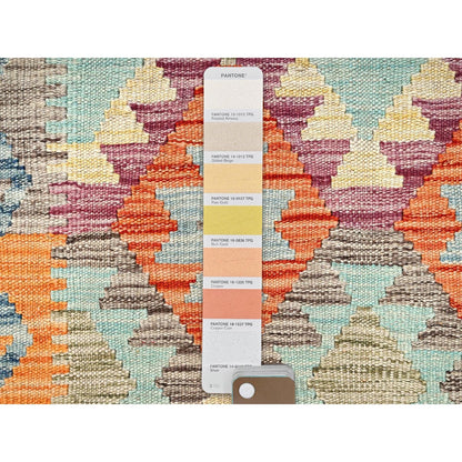 2'7"X7'10" Colorful Afghan Kilim 100% Wool Rug Flat Weave Hand Woven Runner