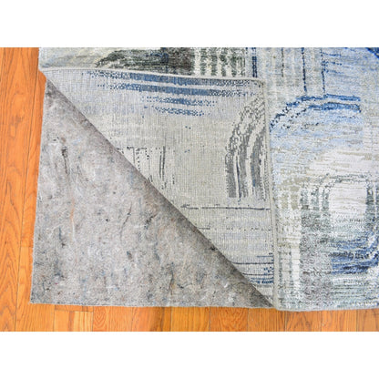 4'x12'5" THE INTERTWINED PASSAGE Silk with Text Wool Wide Runner Rug