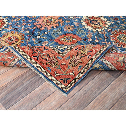 6'2"X9' Blue Aryana Grade All Over Design Pure Wool Hand Knotted Rug