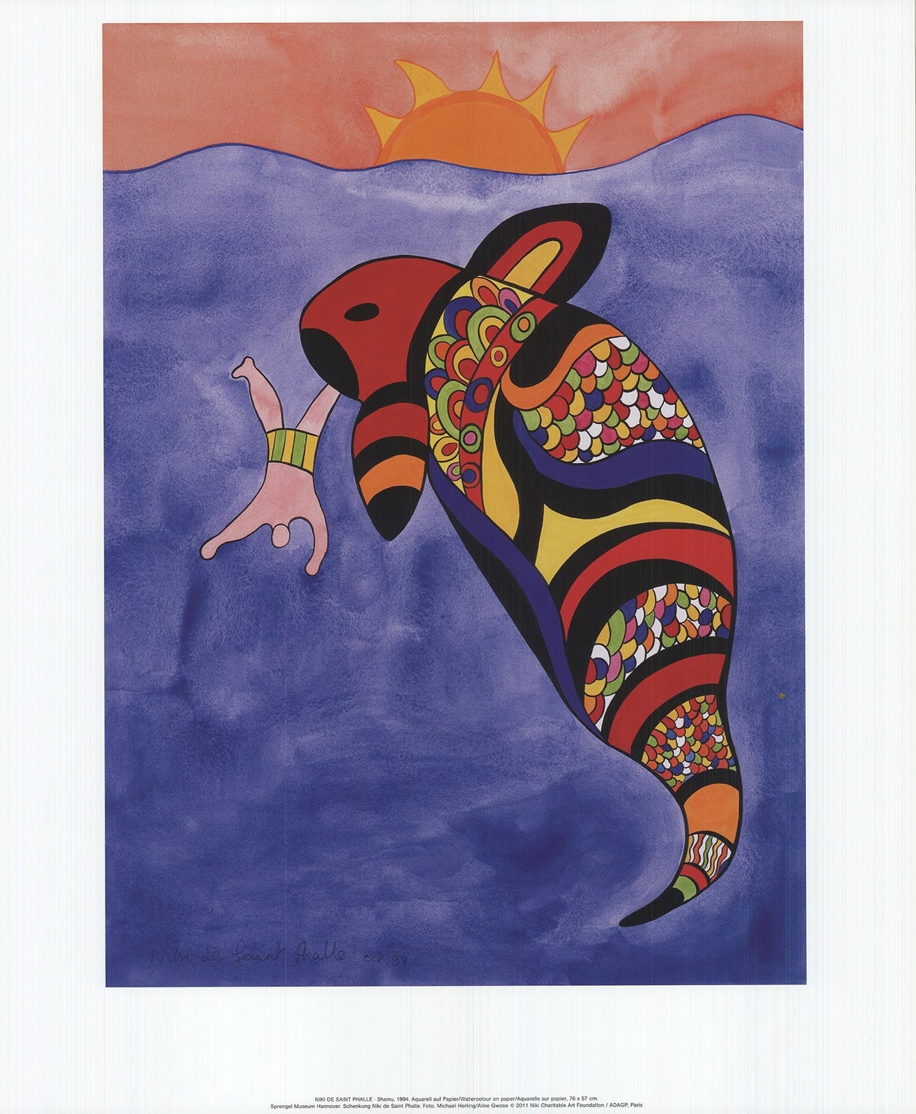 Niki De Saint Phalle Shamu The Orca Whale " Offset Lithograph