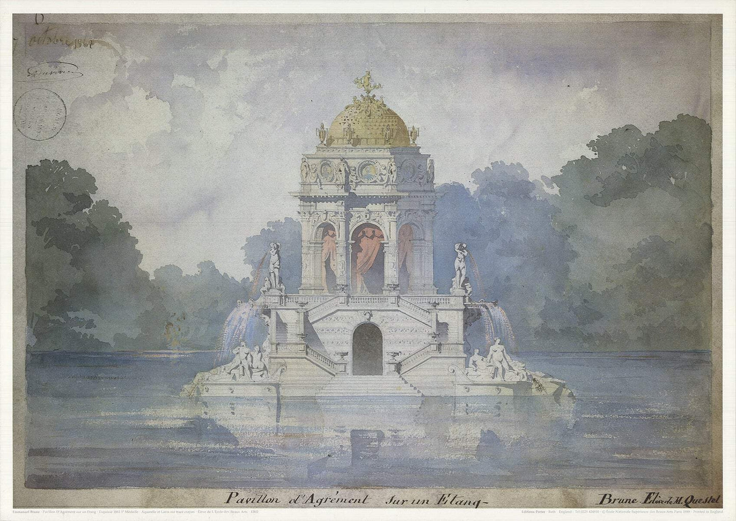 Emmanuel Brune Pavillion D'Agrement Sur Un Etang " Offset Lithogra