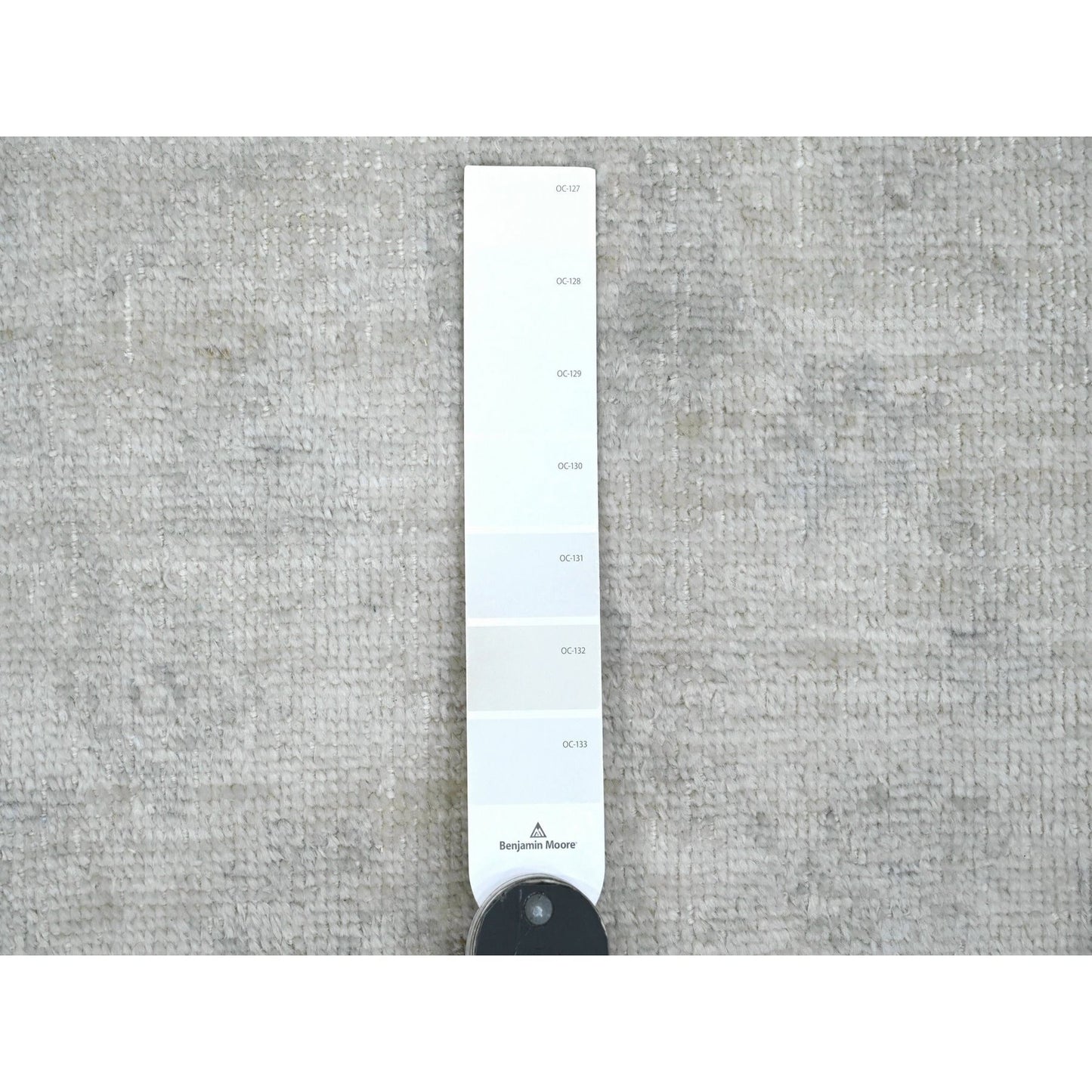 4'1"X19'8" White Afghan Angora Leaf Design Hand Knotted Wool Runner Rug