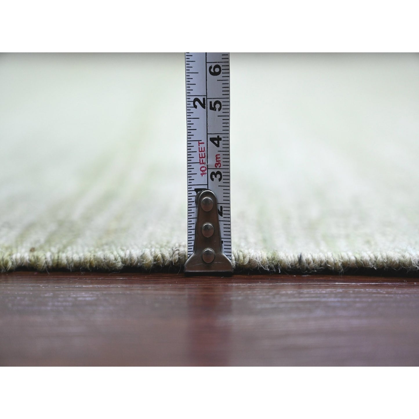 9'1"X12' Laurel Green Solid Design Flat Weave Hand Spun Wool Oriental Rug