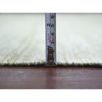 9'1"X12' Laurel Green Solid Design Flat Weave Hand Spun Wool Oriental Rug