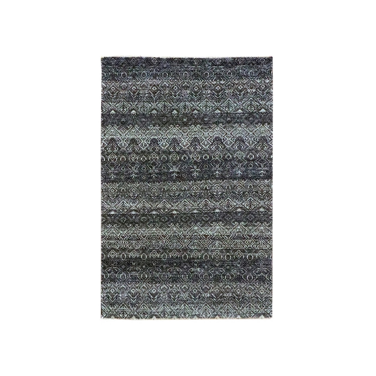 3'1"X5' Gray Small Repetitive Kohinoor Heritta Hand Knotted Pure Wool Rug