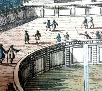 Pierre Aveline 1687 Hand-Colored Engraving Chteau De St. Cloud France Antique