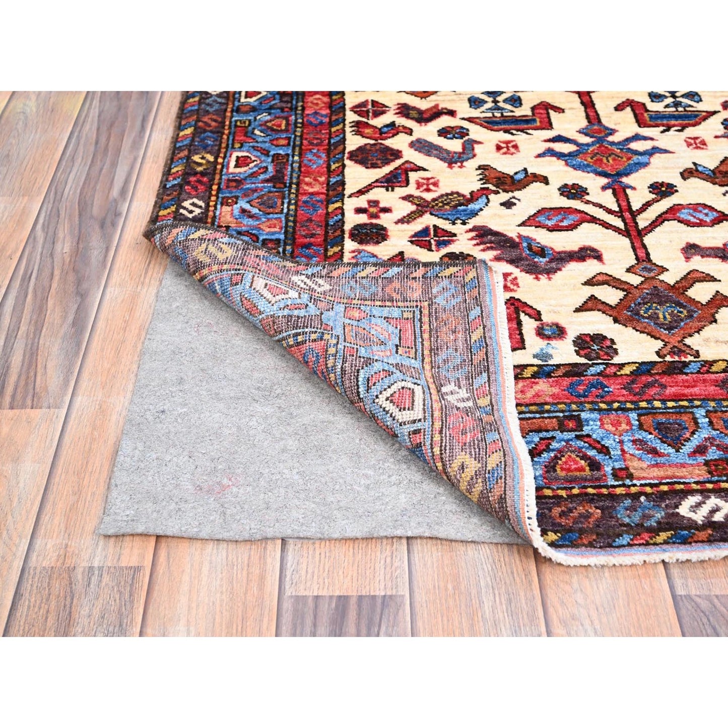 3'6"X4'10" Ivory Turkish Knot Denser Weave Hand Knotted Shiny Wool Rug