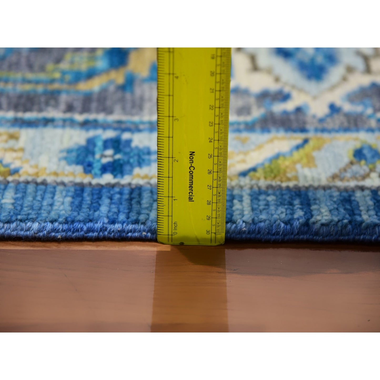 9'2"X12' Blue Soft To The Touch Seeripe Heris 100% Wool Hand Knotted Rug