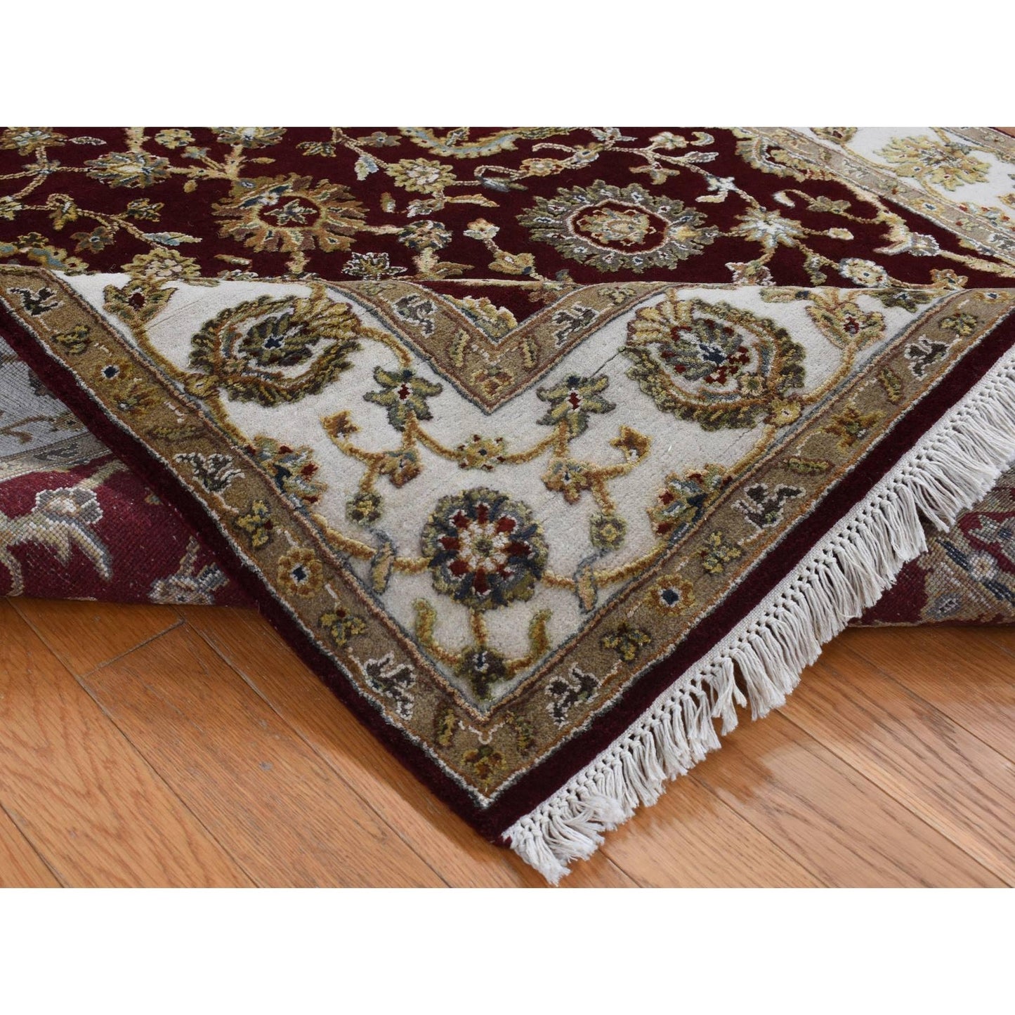 5'1"X7'1" Red Rajasthan Design Half Wool And Half Silk Hand Knotted Rug