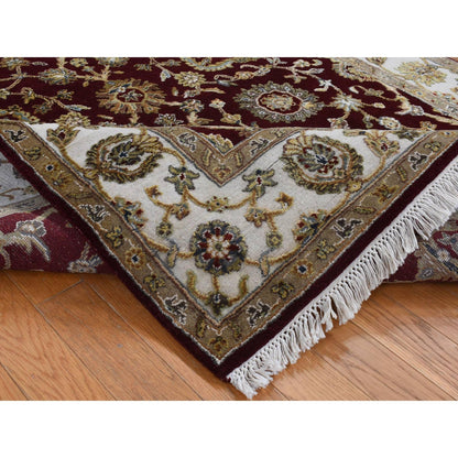 5'1"X7'1" Red Rajasthan Design Half Wool And Half Silk Hand Knotted Rug
