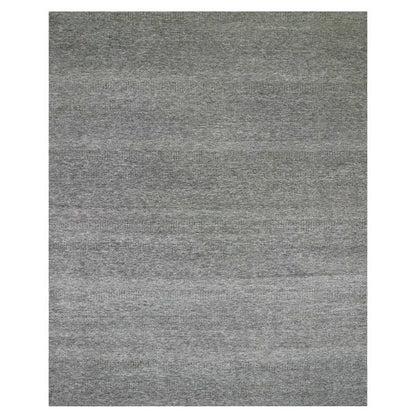 12'2"X15'2" Gray Undyed 100% Wool Grass Design Hand Knotted Oversized Rug