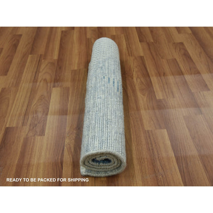 2'X3' Blue Wool Hand Knotted Geometric Art Deco Collection Mat Rug