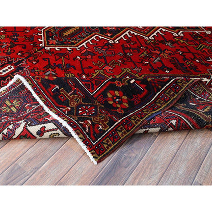 8'4"X10'7" Red Hand Knotted Clean With Centre Flower Element Oriental Rug