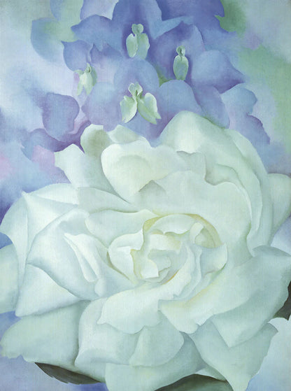 Georgia O'Keeffe White Rose With Larkspur No.2 " Offset Lithograph