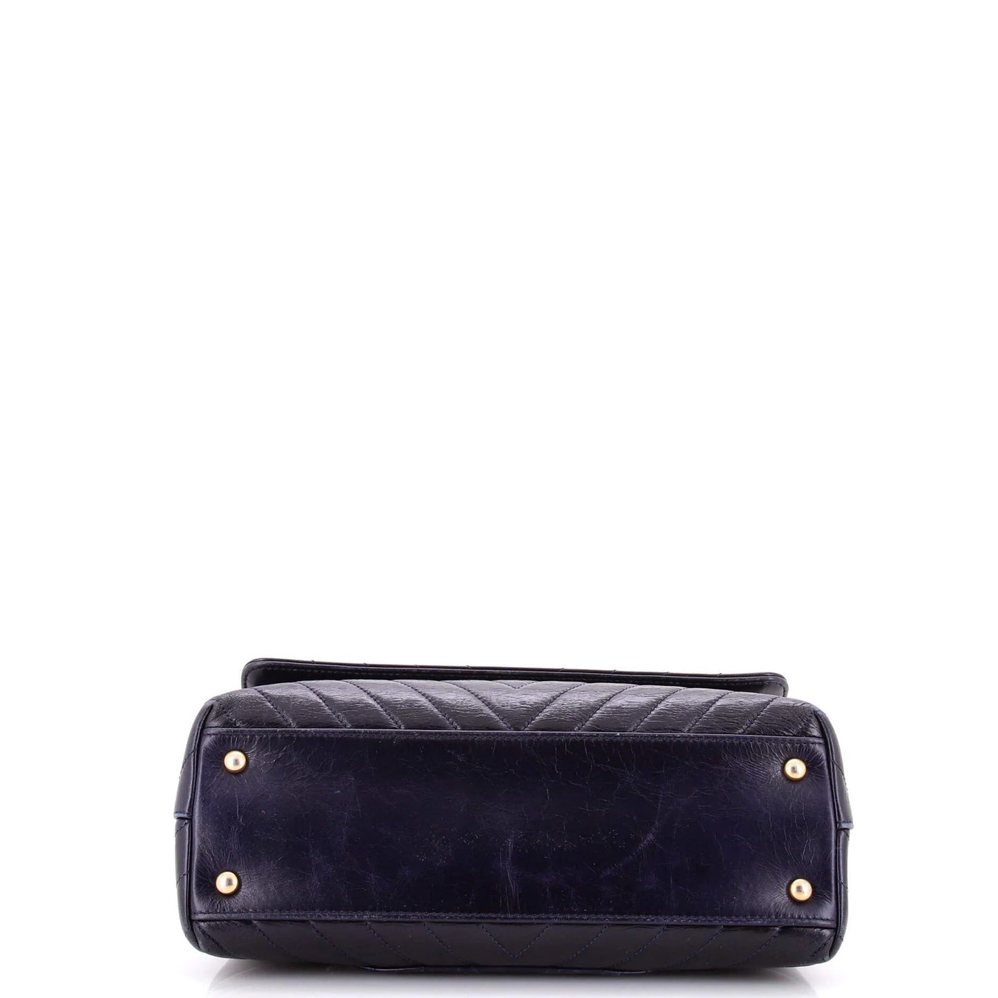 Chanel Coco Top Handle Bag Chevron Aged Calfskin Small