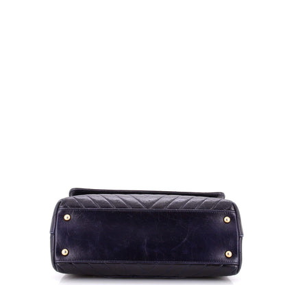 Chanel Coco Top Handle Bag Chevron Aged Calfskin Small