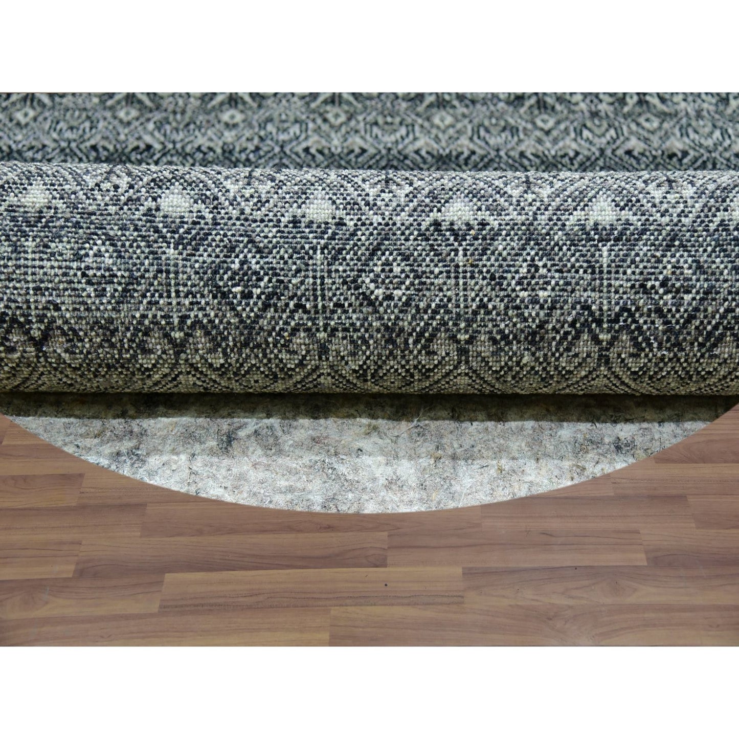 12'X12' Graphite Gray Hand Knotted Kohinoor Herrita All Wool Round Rug