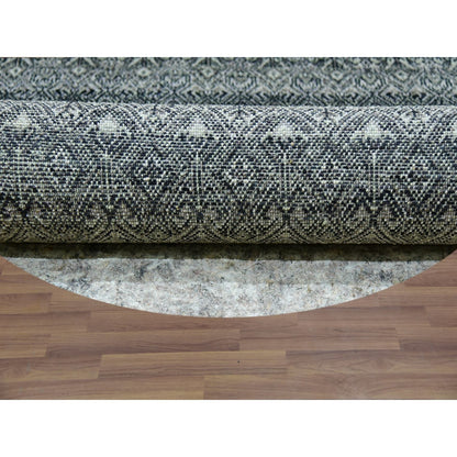 12'X12' Graphite Gray Hand Knotted Kohinoor Herrita All Wool Round Rug