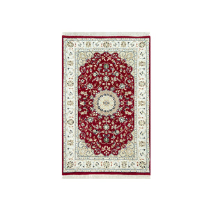Sun Dried Tomato Red Nain Central Medallion Hand Knotted 2'7"x4'1" Rug