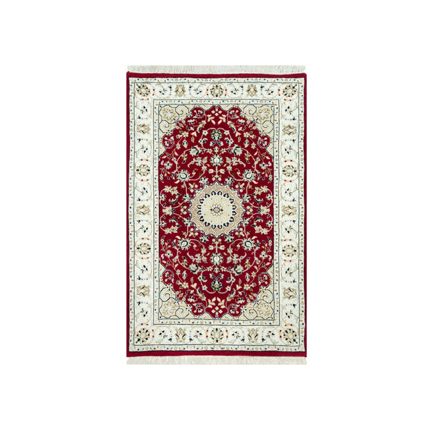Sun Dried Tomato Red Nain Central Medallion Hand Knotted 2'7"x4'1" Rug