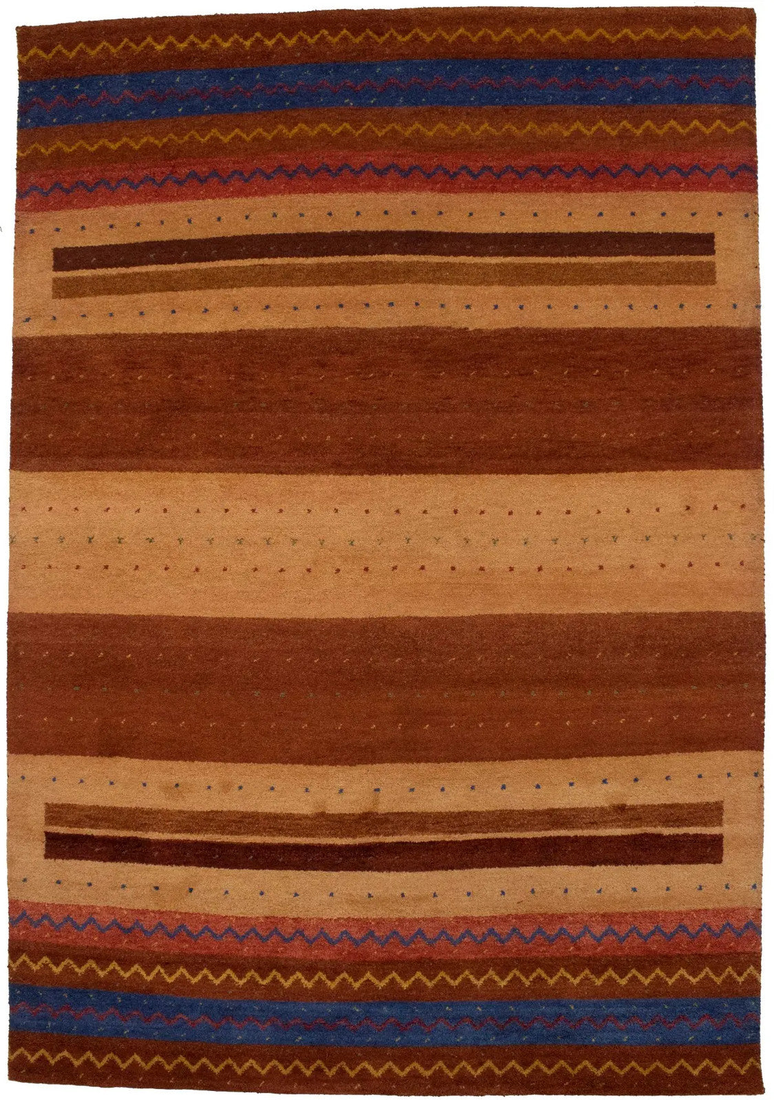 Handmade Gabbeh Rug Modern Tribal Stripes Design Wool Oriental Carpet 7X10 ft