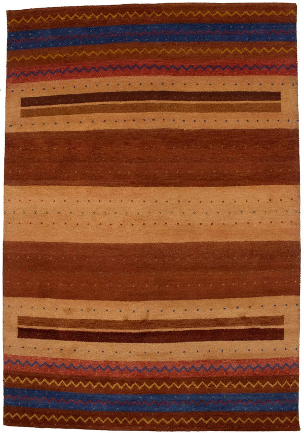 Handmade Gabbeh Rug Modern Tribal Stripes Design Wool Oriental Carpet 7X10 ft