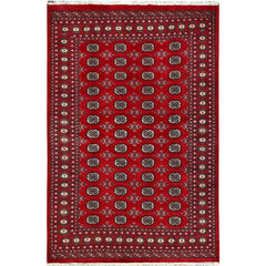 Rug 6'1"x9'4" Red Princess Bokara Wool Hand Knotted Oriental