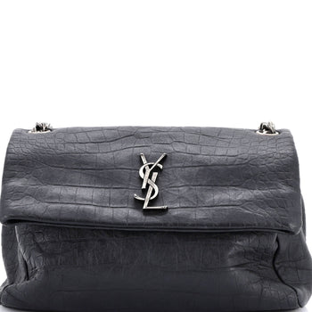 Saint Laurent West Hollywood Shoulder Bag Crocodile Embossed Leather Medium