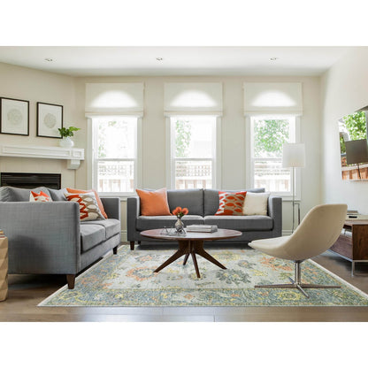 8'X10' Gray Soft Wool Hand Knotted Oushak Salt And Pepper Design Rug