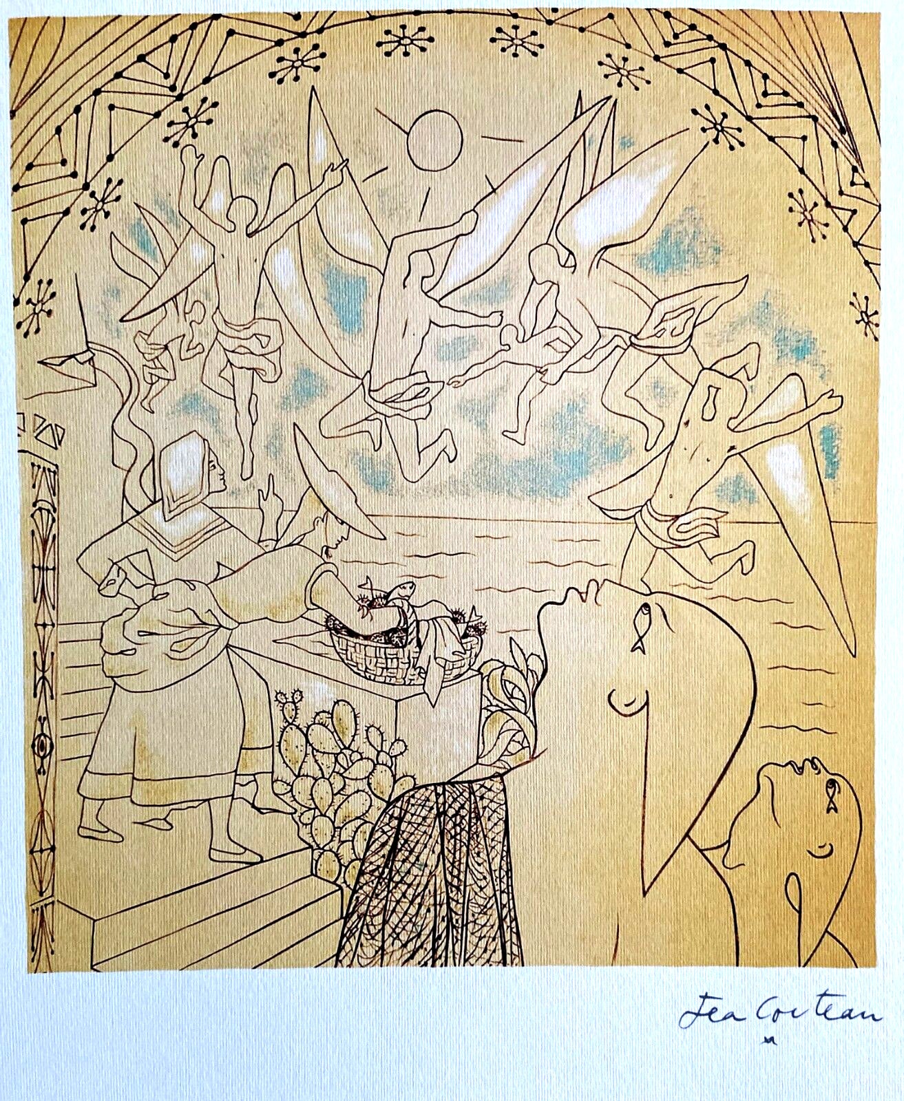 Jean Cocteau Lithograph 1965 Numbered Signed