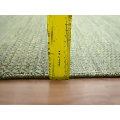 10'2"X14' Seneca Gray Hand Knotted Modern Grass Design Wool And Silk Rug