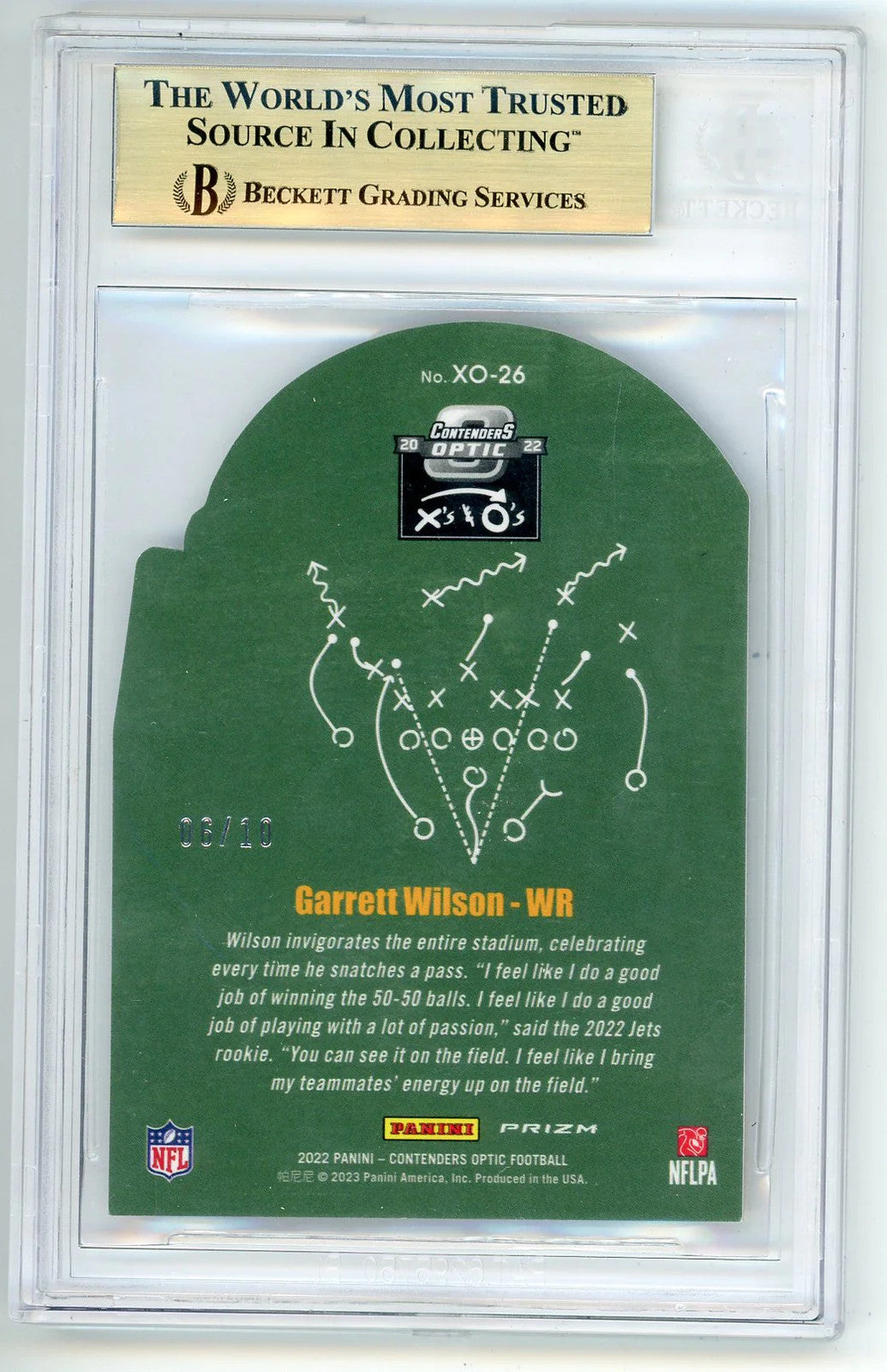 Garrett Wilson 2022 Panini Contender'S Optic Xs & Os Gold 6/10 Psa 9.5