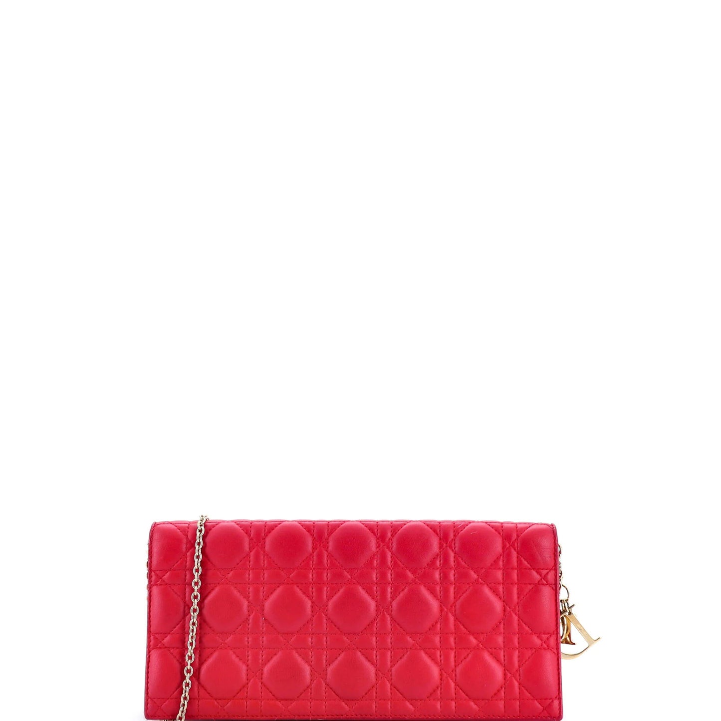 Christian Dior Lady Dior Convertible Chain Clutch Cannage Quilt Leather Long