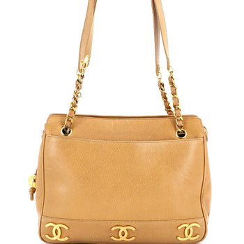 Chanel Vintage Metal Cc Shoulder Bag Caviar Small