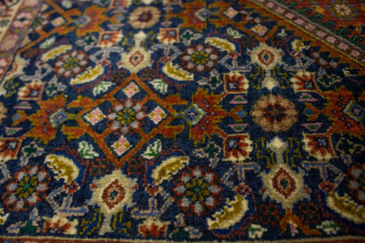 Handmade Oriental Rug Orange-Red Geometric Floral
