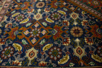 Handmade Oriental Rug Orange-Red Geometric Floral
