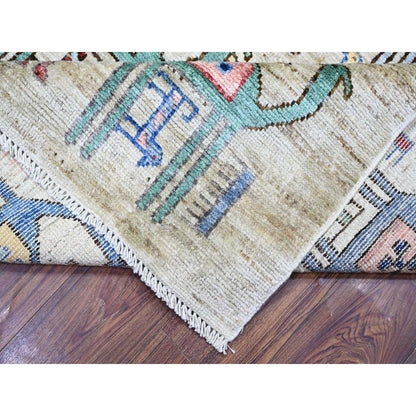 8'2"X9'9" Beige Anatolian Village Inspired Wool Hand Knotted Rug