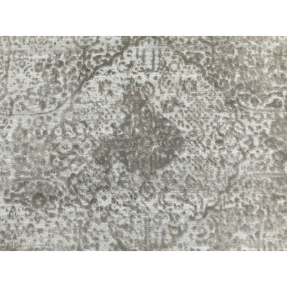 6'X6' Round Grey Broken Farsian Design Wool And Silk Hand Knotted Rug