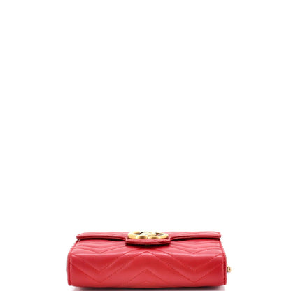 Gucci Gg Marmont Chain Wallet Matelasse Leather Mini