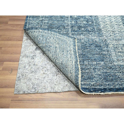 8'X10'1" Aegean Blue Garden Design Tone On Tone Hand Knotted All Wool Rug