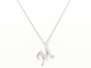 La Soma Diamond 0.06Ct Initial M Necklace K18 White Gold