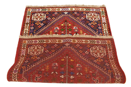 Hand-Knotted Wool Oriental Rug Vintage Tribal