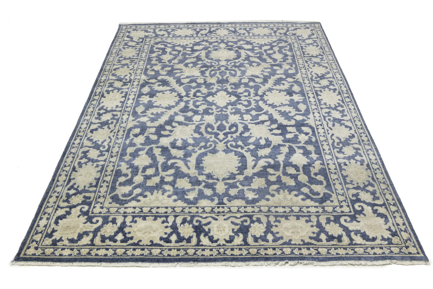 Muted Slate Blue Transitional Oriental Rug Dining Room Decor Carpet 8X10 ft