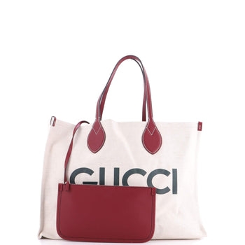 Gucci Logo Shopper Tote Printed Canvas Medium