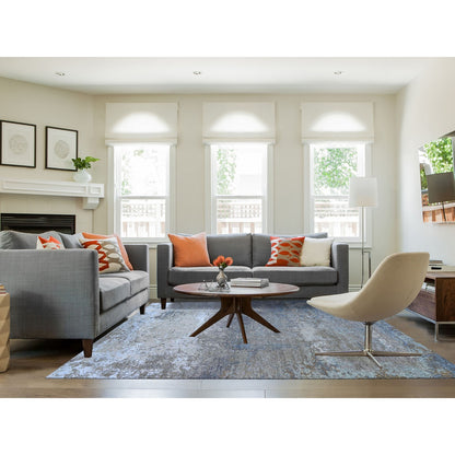 8'1"X10' Blue Wool Farsian Knot With Abstract Design Hand Knotted Rug