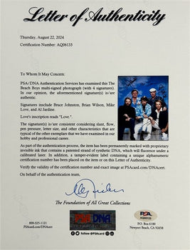 Beach Boys Multi-Signed 11X14 Photo Wilson/Love/Jardine/Johnston Psa/Dna 199691