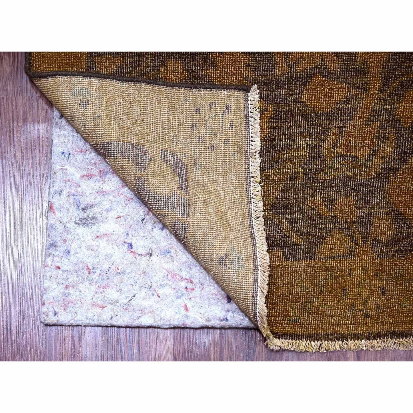 7'8"X10'1" Brown Overdyed Design Hunting Scene Pure Wool Hand Knotted Rug
