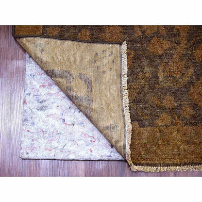 7'8"X10'1" Brown Overdyed Design Hunting Scene Pure Wool Hand Knotted Rug