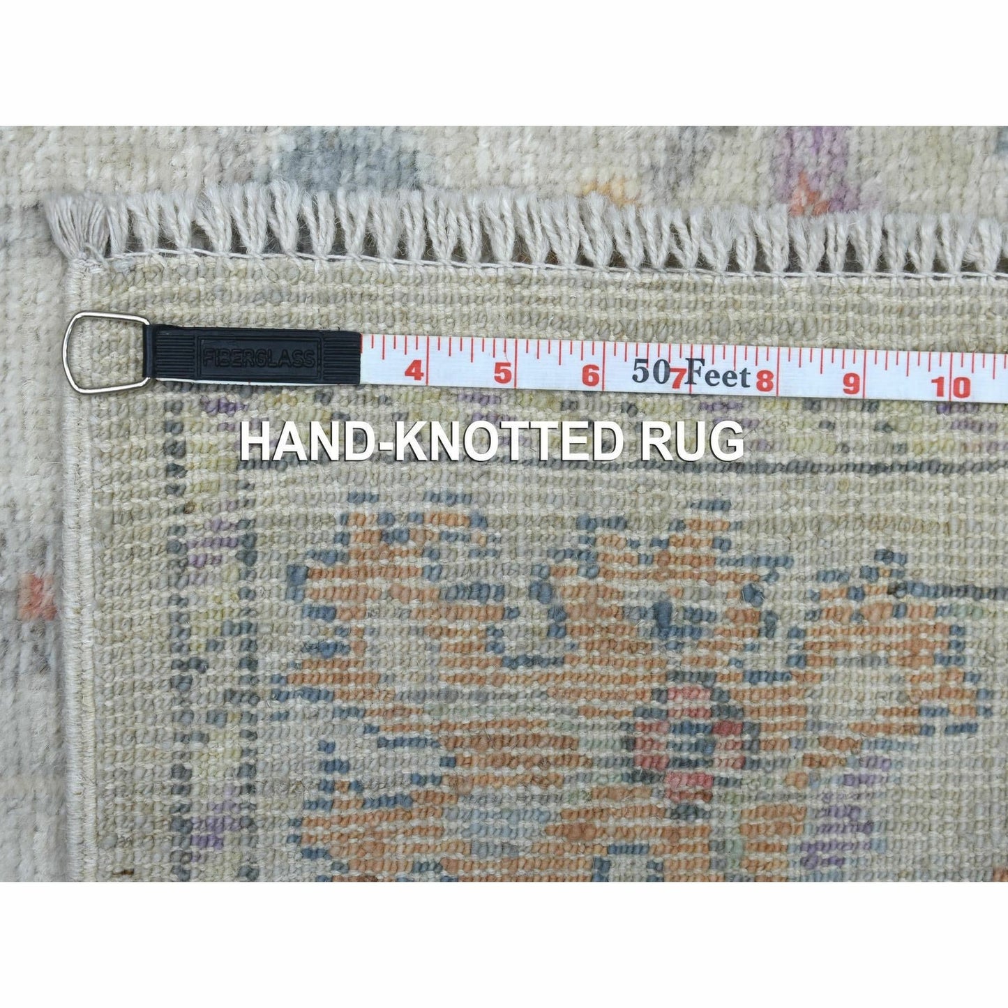 3'X15'10" Soft Wool Hand Knotted Gray Angora Oushak Xl Runner Rug