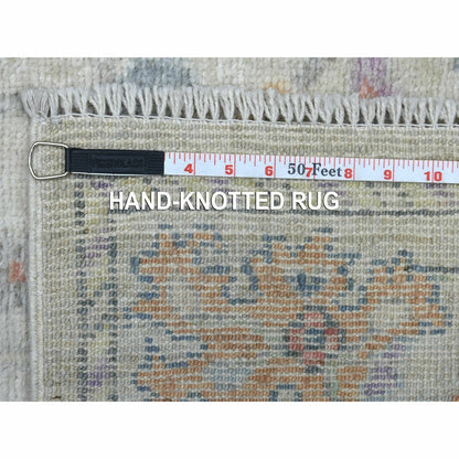 3'X15'10" Soft Wool Hand Knotted Gray Angora Oushak Xl Runner Rug